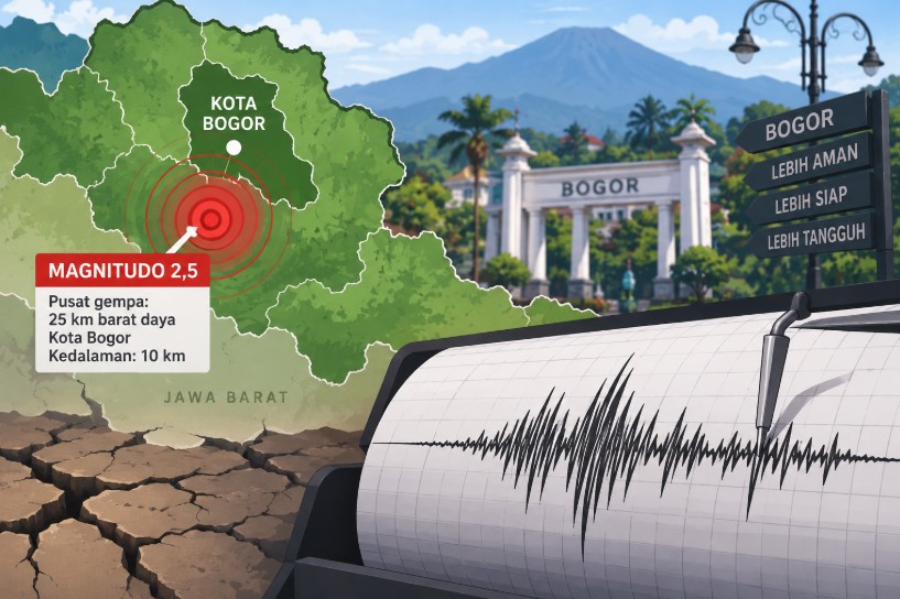 Gempa Magnitudo 2,5 Guncang Barat Daya Kota Bogor pada Jumat 16 Oktober 2026